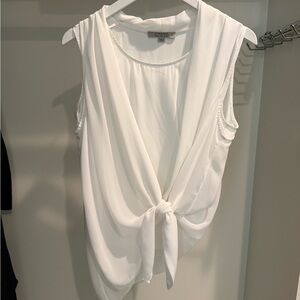 All Saints White Sleeveless Tie Front Blouse